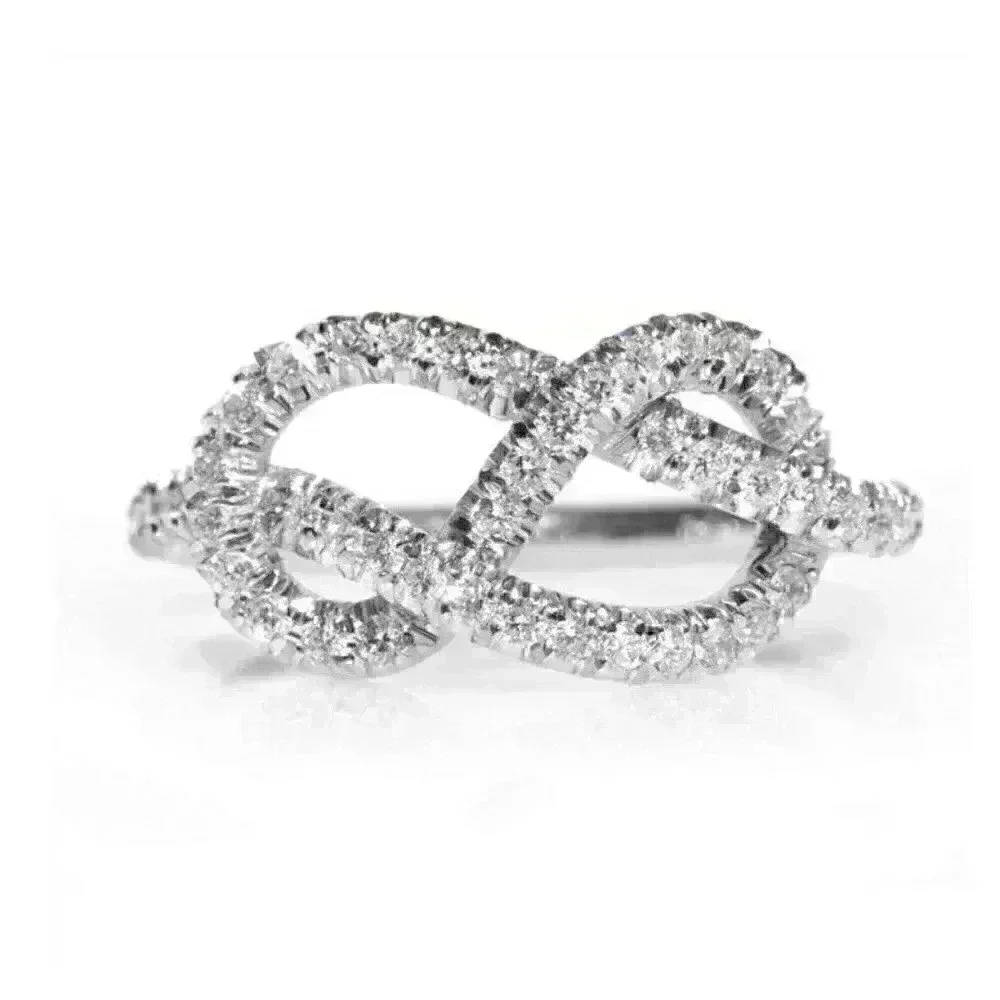 NEW 925 Silver White Sapphire Infinity Knot Ring - Picture 2 of 3